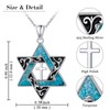 SHAOAN 925 Sterling Silver Star of David Turquoise Necklace for