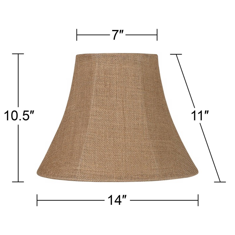 Set of 2 Bell Lamp Shades Natural Burlap Large 7"