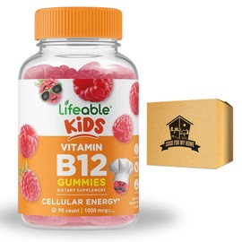 Vitamin B12 Gummies Bundle. Includes One Bottle 90 ct Lifeable Kids Vitamin B12 Gummies. Dietary Supplement, Gluten Free, Non Gmo, and Chewable B12 Vitamins Gummies. Comes with a Good For My Home Box!