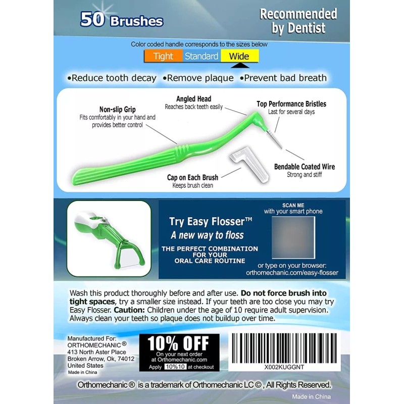 Orthomechanic Limpiadores Angulares De Cepillo Interdental,