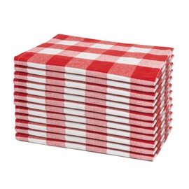 Holidays Cloth Dinner Napkins - 12 Pack, 20"x20", 100% Cotton Christmas Dinner Napkins with Plaid Pattern - Reusable, Washable & Environment-friendly Gingham Cloth Red Napkins for Parties and Weddings