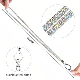 JEYORZY 1 x Rhinestone Lanyard Lanyard, Key Ring Band, Badge Holder, Lanyard with Card Holder, Crystal Lanyard Necklace Card Holder, ID Card Holder Badge for Key Ring
