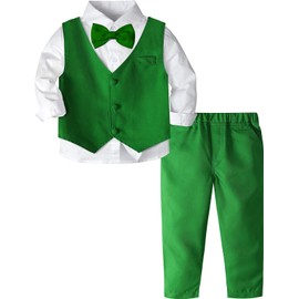 MOMBEBE COSLAND Baby Boys St. Patrick's Day Suit Green Tuxedo Outfit Set 2-3T