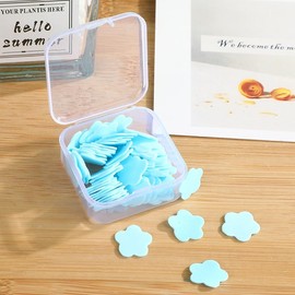 DPWOUM 100Pcs Blue Mini Portable Travel Soap Paper Sheets,Flower Shape Disposable Paper Soap Flakes, Cleaning Washing Hand Toiletry Paper Soap Sheets Foot and Hand Care Cleansers