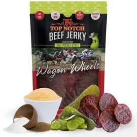 Top Notch Wagon Wheels Jerky - High Protein Snacks for Kids and Adults Made From Locally Raised Beef - Flavorful Rounds of Premium Beef Jerky (Dill Pickle)