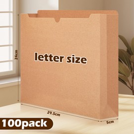 Zhehao 100 Pcs File Jackets Reinforced Straight Cut Tab Pocket Folders File Folder Expandable Folder Expanding Folder Filing Folders with Tabs Expansion Pocket, Letter Size (Kraft Paper Color)