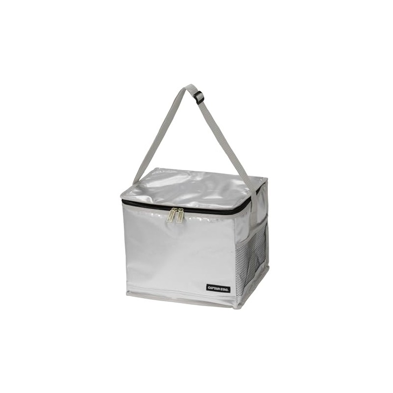 キャプテンスタッグ(CAPTAIN STAG) 保冷バッグ クーラーバッグ 折り畳み収納可能 ダブルフラップクーラーバッグ 容量15L シルバー デリス UE-650