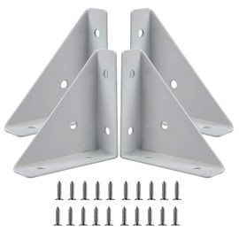Corner Bracket, 4 PCS Bed Corner Support with 20 Pcs Screws Stainless Steel Braces Joining Support Triangle Bracket Angle Brackets White