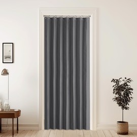 KGORGE Door Curtains with Hooks, Accordion Style Blackout Easy Sliding Room Divider Curtain Blind for Bedroom Dressing Room, Pleated Folding Closet Curtains,1 Panel, W50 x L80, Grey