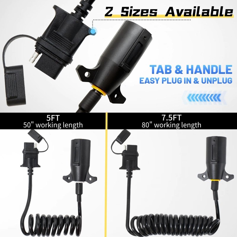MECMO 7 Way Blade to 4 Way Flat Trailer Adapter