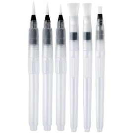 Watercolour Brush Pens Set, Refillable Leakproof Watercolor Painting & Lettering Water Pens Refillable Reservoir Pen with Fine Medium Large Tip Flat Brush Head for Watercolour Painting Sketching Art