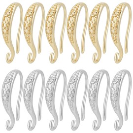 Beebeecraft 20Pcs 2 Color U Shape Earring Hook 18K Gold Platinum Plated French Ear Wires Open V Shape Dangle Earring Findings for DIY Earring Making