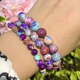 Unbranded Purple Blue Sea Sediment Jasper 10mm Beads Healing Reiki Women Bracelet Gifts