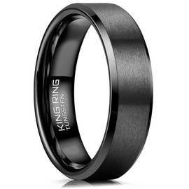 King Ring 6mm Tungsten Ring – Super Polished Matt Black Rings For Men & Women Mens Wedding Band for Him & Her K13 – Black 11