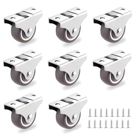 8pcs TPE Rubber Silent Sliding Door Pulley,Drawer Shoe Cabinet Furniture Casters Small Wheels Mini Caster Wheels Low Profile Single Direction（1.25 Inch）