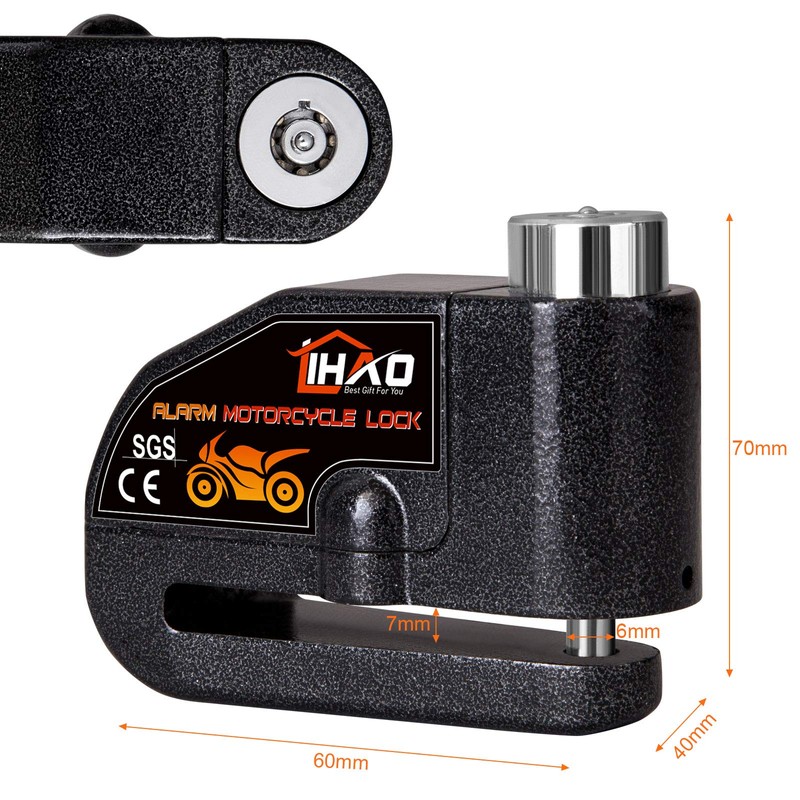 LIHAO Motorcycle Disc Lock, Anti-Theft Waterproof Disc Brake Alarm Lock