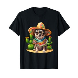 Chihuahua Dog & Sombrero Hat Mexican Fiesta Cinco De Mayo T-Shirt