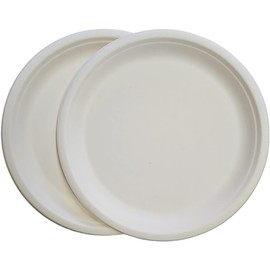 vidoelettronica 50 Flat Plates 23 cm Biodegradable and Compostable Pulp 100% Natural Extremely Stiff and Robust (50)