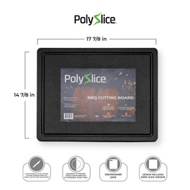 Polyslice BBQ Cutting Board Premium HDPE High Density Polyethylene 18 x15 x 3/4 in – Durable Modern Design, Deep Juice Groove, knife Friendly, Easy to Clean - Ideal for Outdoor Kitchen (Black & White)