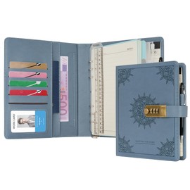 Wason A5 Journal with Lock PU Leather Ring Binder Portfolio, Refillable Writing Diary Notebook Planner and Lined Paper Notepad, Pen, Clipboard Organizer For Men & Women, Ideal For Business, School &