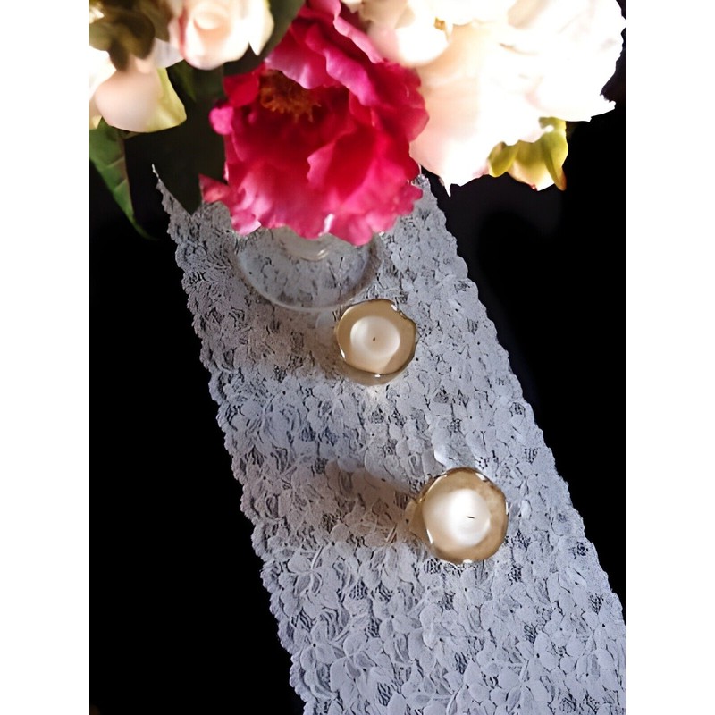 Quasimoon Vintage White Lace Style No.2 Table Runner (12 x