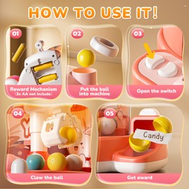 Skirfy Vending Machines Kids Toys Mini Vending Machines Gumball Prize Machines Maker Game Claws Machines Game Sensory Toys Dolls Gifts（Pink）