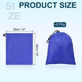 PATIKIL Reise-Aufbewahrungstaschen mit Knebel 14 x 16 Zoll, 6er Pack Wasserdichte 210D Polyester Zugbeutel Stuff Sack Cinch Bag für Fitnessstudio Reisen Wandern, Saphirblau
