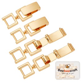 Beebeecraft 1 Box 6Pcs Bracelet Fold Over Clasps 29mm Real 24K Gold Plated Brass Foldover Clasp Extender Jewelry Extension Fold Over Clasp for Jewelry Making Bracelet Necklace Supplies DIY Crafts