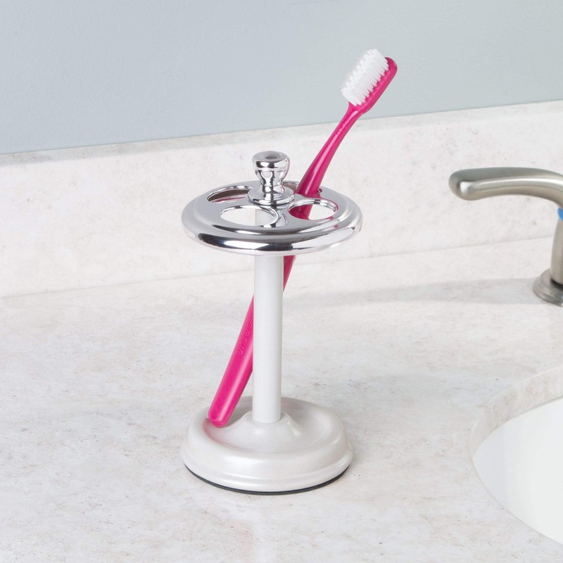 iDesign Metal Toothbrush Holder Cup for Bathroom Organization The York