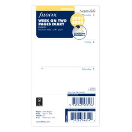 Filofax Personal week on two pages mid year diary August 23 - July 24,White