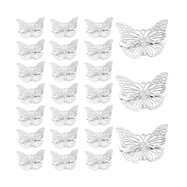 OBTANIM Butterfly Hair Clips, 24 Pcs Cute Metal Butterfly Hair Claw Pins Barrettes Accessories for Girls and Women (Silver)