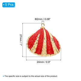 PATIKIL Natural Seashell Pendants, 5 Pcs Dyed Shells Craft Charm Scallop Shells for Necklace DIY Ocean Jewelry Making, Red