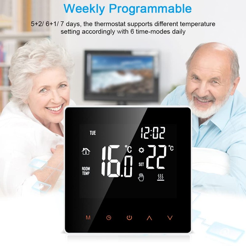 Kavolet Digital Thermostat 16A for Electric Heating, Room Thermostat Smart