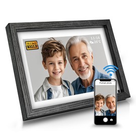 Digital Photo Frame 10 inch - 32G Wood WiFi Digital Picture Frame with Motion Sensor - Share Photos and Videos with IPS HD Touch Screen and Free App by FLYAMAPIRIT