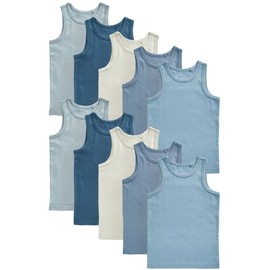 NEXT Pack of 10 Organic Cotton Tank Tops, Tonal Blue