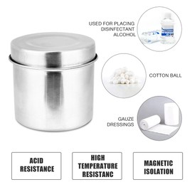 Stainless Disinfection Case, 3 Sizes Stainless Steel Box Jar Tank Sterilization Container Box with Tweezers for Tattoo Cotton Ball Gauze Tampon(8cm)