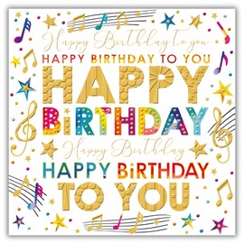 Male/Female Birthday Card for Him/Him - General Card for Men/Women - Musical Notes and Stars - Contemporary Design - Made in the UK - Eco-Friendly