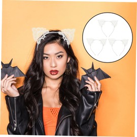 Healvian 3pcs Lace Hollow Cat Ear Headbands for Women Skin Friendly Hair Decor for Party Cosplay Concert Year's Day and Themed Events