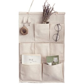 Tazive Wall Pocket Wall-mounted Storage Door Hanger Pocket 3 Tiers 7 Pockets Wall-mounted Entrance Small Item Holder Newspaper Paper Letter Holder Key Hanger Storage Pocket (Off-White)