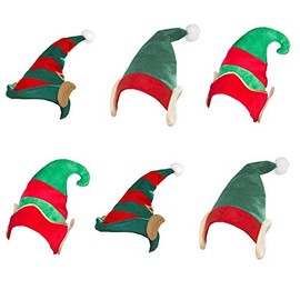 6 X Style Elf Hats With Ears (3 Styles) - Adult Accessory Set Adult - One Size