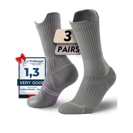 Juclise Bamboo Viscose Compression Socks for Running, Moisture Wicking, Anti Blister Socks for Hiking, Sports, Cycling, Grey-purple, 35 - 38
