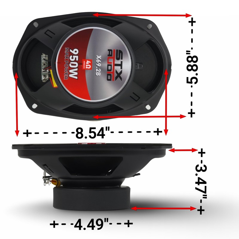 STX Audio X69.2B 6x9 Midrange Speaker, 950 Watts Max Power,
