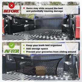 Muslogy Truck Bed Cargo Net Envelope Style Compatible with 2024 Toyota Tacoma Accessories Elastic Mesh Bed Net Stretchable Cargo Organizer with Hooks and Stainless Screw Replacement