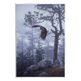 Stupell Industries Eagle Flying Woodland Scene Wall Plaque Art, Design by Daniel Smith