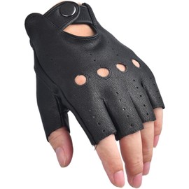 Guantes de Cuero de Oveja para Hombre, Dedo Medio, para Conducción Exterior Ciclismo Gimnasio Fitness