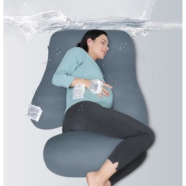 Moonpark Sleep Pillow - 57 Inch U-Shaped Full Body Waist Leg Tummy Hip Support with Removable Cover Gray, Gray, Velvet Cover - 57 Inch, 1 Piece / 문파크 수면용 베개 - 탈착식 커버가 있는 57인치 U자형 전신 허리 다리 배 엉덩이 지원 여성용 회색, Grey, Velvet Cover - 57 Inch, 1개
