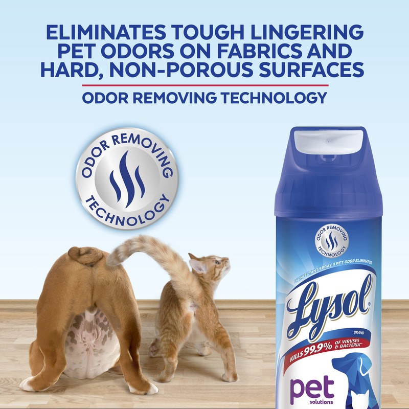 Lysol Pet Odor Eliminator Spray, Sanitizing and Disinfecting Spray for