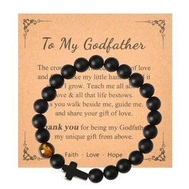 Christian Godfather Gifts from Godchild the Godfather Gifts for Men Cross Beaded Bracelet Baptism Thank You Gifts for Men Godfather Birthday Fathers Day Christmas Gifts Rosary Catholic Prayer Bracelet