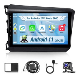 KuTaiTai Android 11 Car Radio for Honda Civic 2012-2015 - 2+32GB 9 inch Touch Screen with Carplay Android Auto, Upgraded Car Stereo for Honda Civic with GPS, Bluetooth, WiFi, SWC, FM, Backup Camera