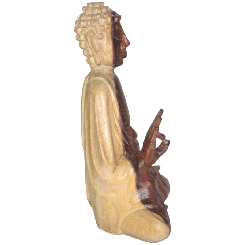 Brave Wings Hand Carved Wooden Decoration ~ Meditating Man 10.5cm
